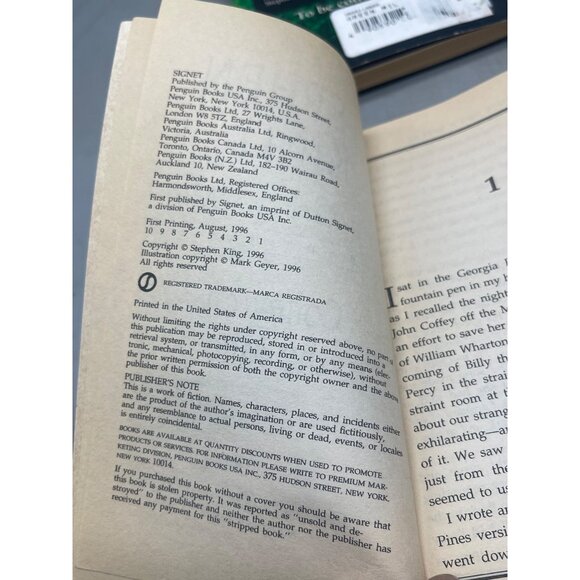 The green mile books Stephen King paperback 1996 English 3 books READ - Picture 8 of 11